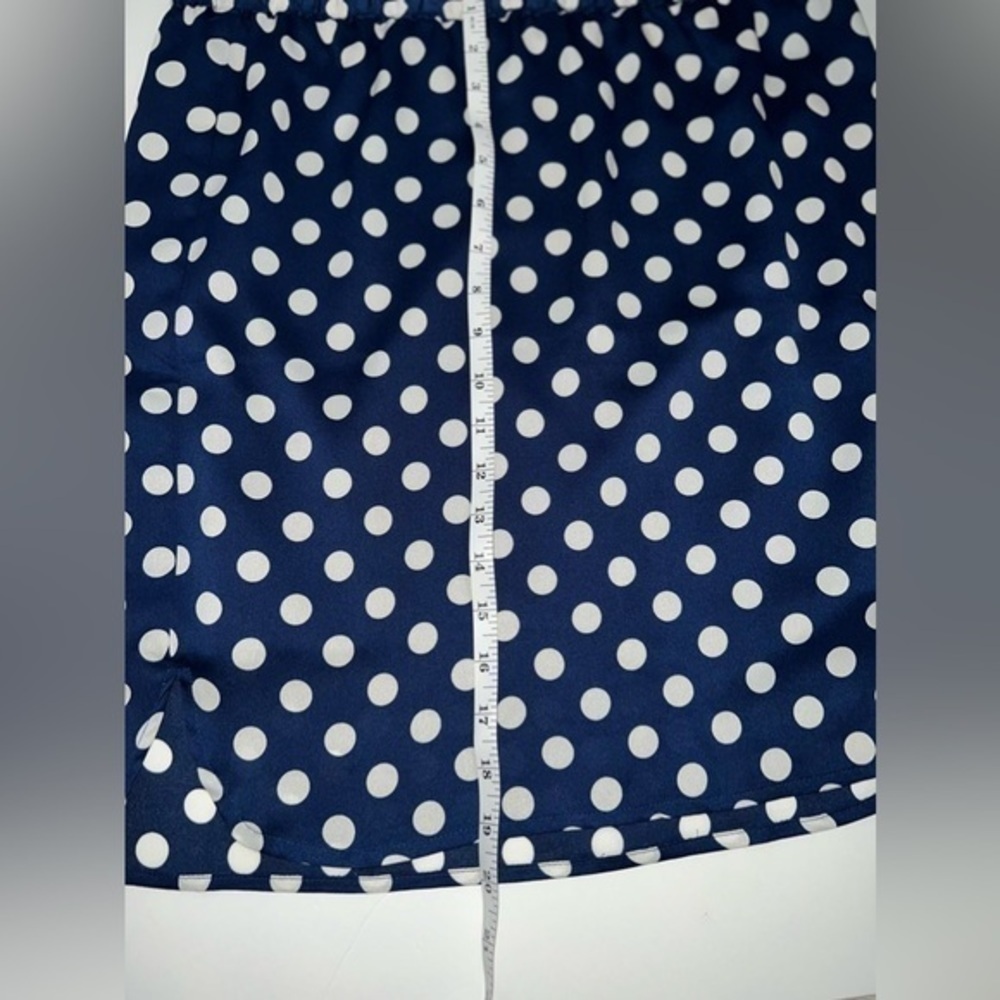ANN TAYLOR - blue and white polka dot mini skirt - Picture 6 of 9